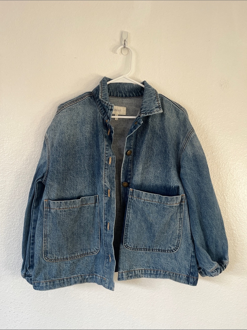 The Great The Blouson Sleeve Chore Denim Jean Jacket Size 1 - Picture 2 of 7